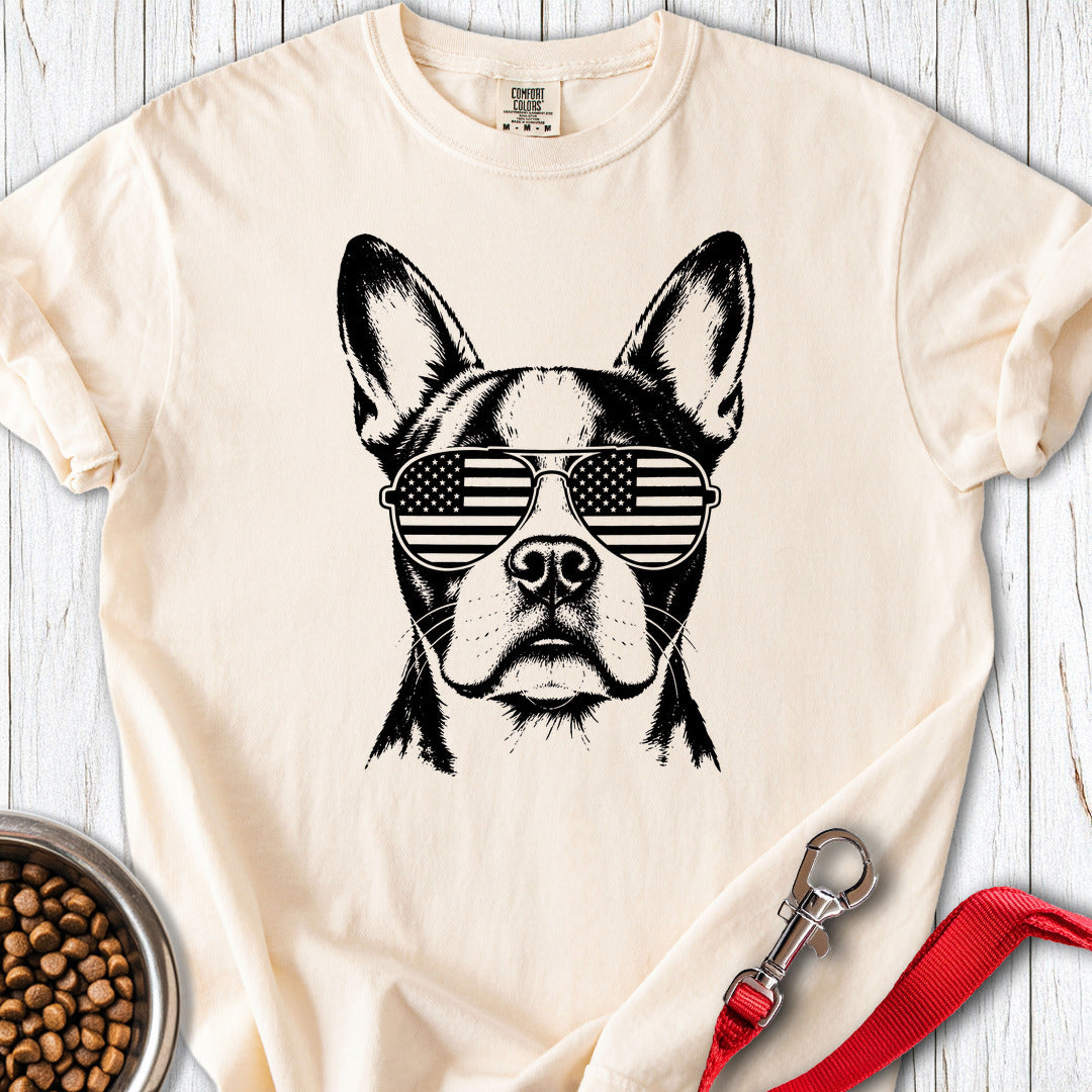 Boston Terrier Flag Shades Premium Tee — Ivory