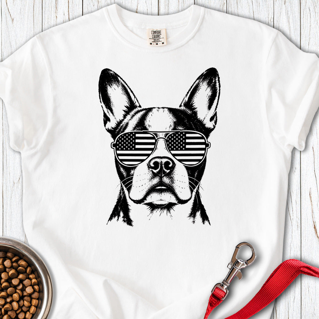 Boston Terrier Flag Shades Premium Tee — White