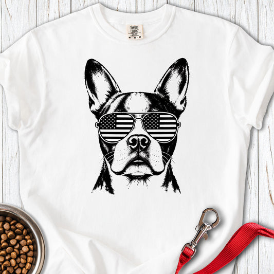 Boston Terrier Flag Shades Premium Tee — White