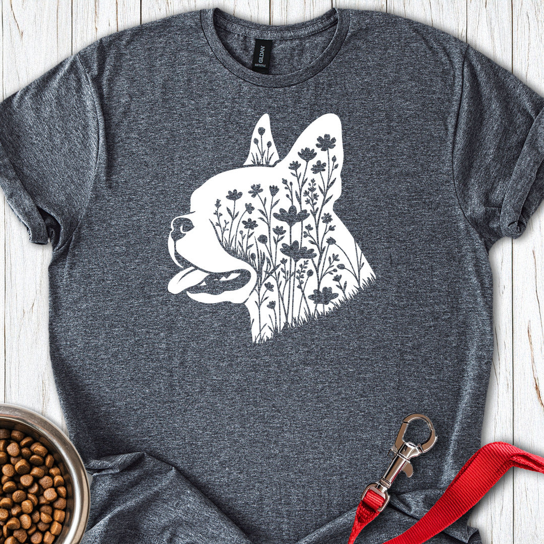 Boston Terrier Flowers — Dark Heather