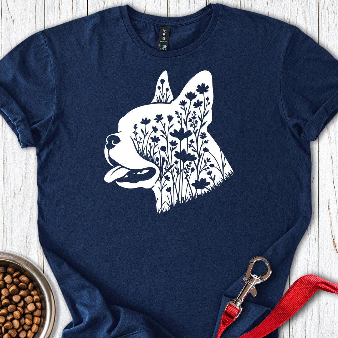 Boston Terrier Flowers — Navy