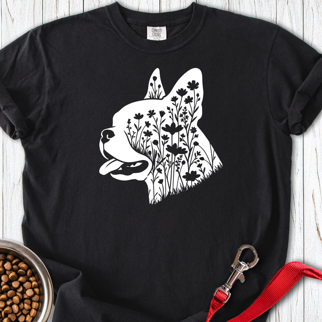 Boston Terrier Flowers Premium Tee — Black