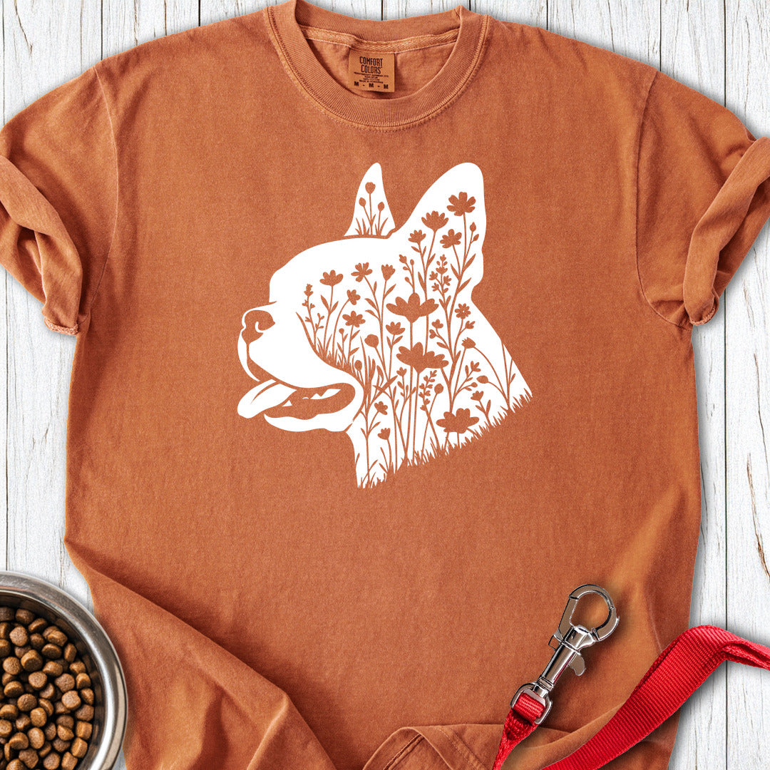 Boston Terrier Flowers Premium Tee — Yam