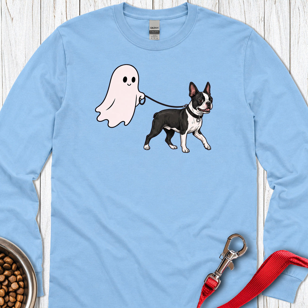 Boston Terrier Ghost Walk Long Sleeve — Carolina Blue