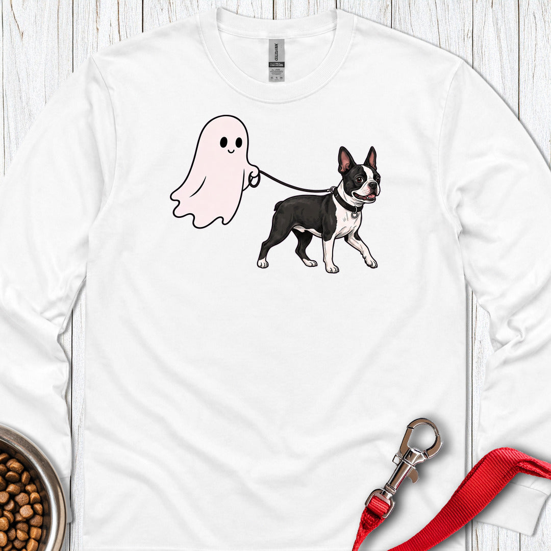 Boston Terrier Ghost Walk Long Sleeve — White