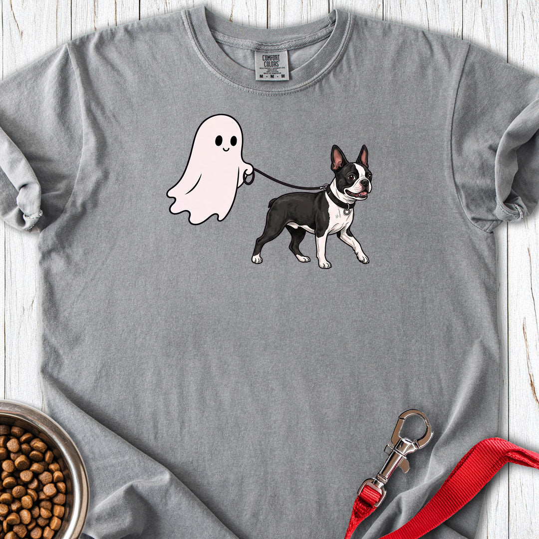 Boston Terrier Ghost Walk Premium Tee — Grey