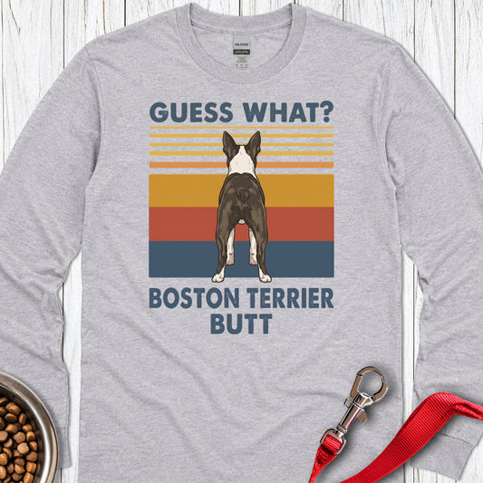 Boston Terrier Guess What Long Sleeve — Sport Grey