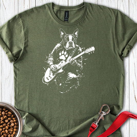 Boston Terrier Guitar — Military Green