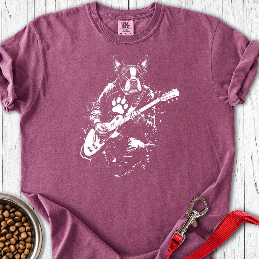 Boston Terrier Guitar Premium Tee — Berry