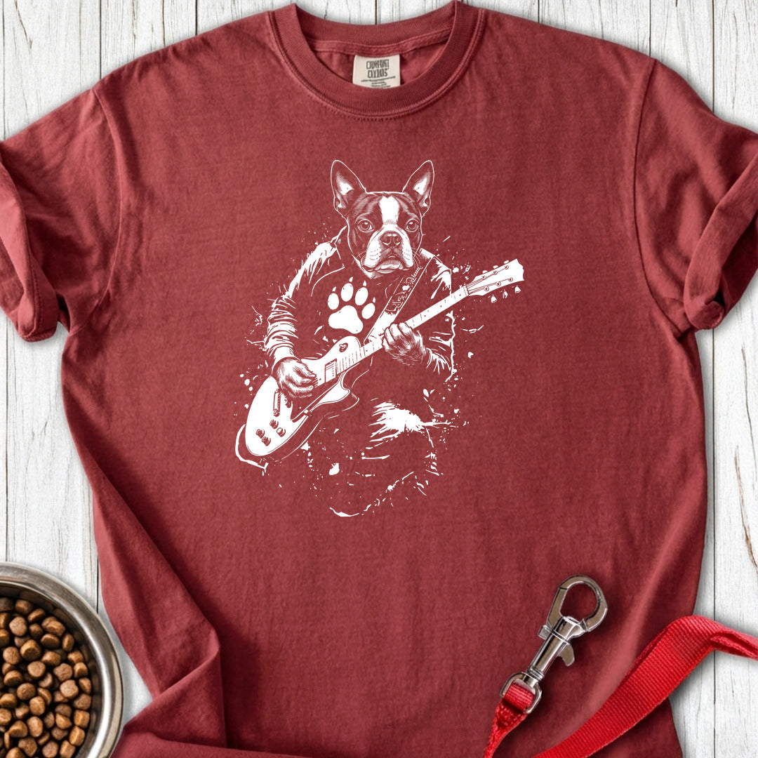 Boston Terrier Guitar Premium Tee — Brick