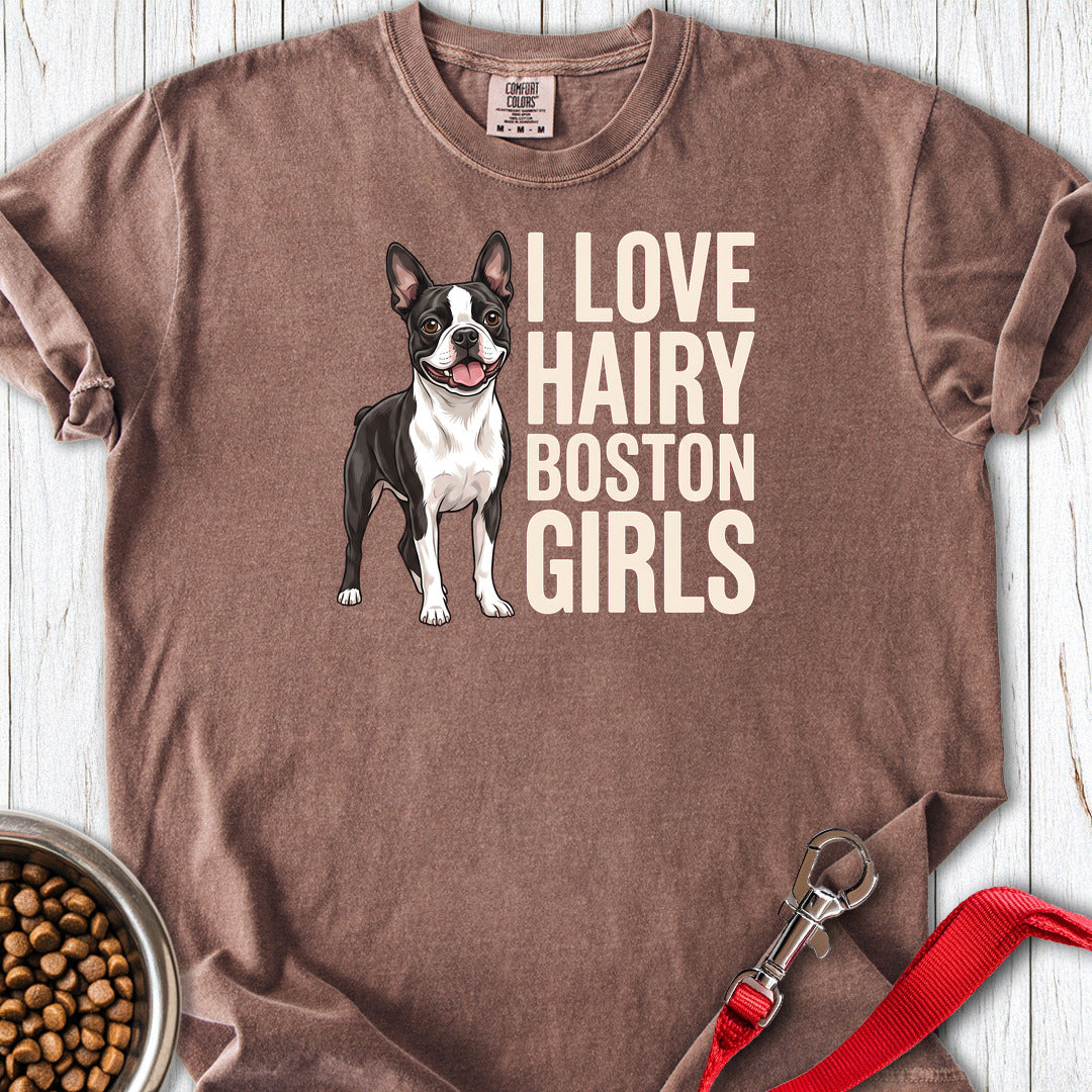 Boston Terrier Hairy Girls Premium Tee — Espresso