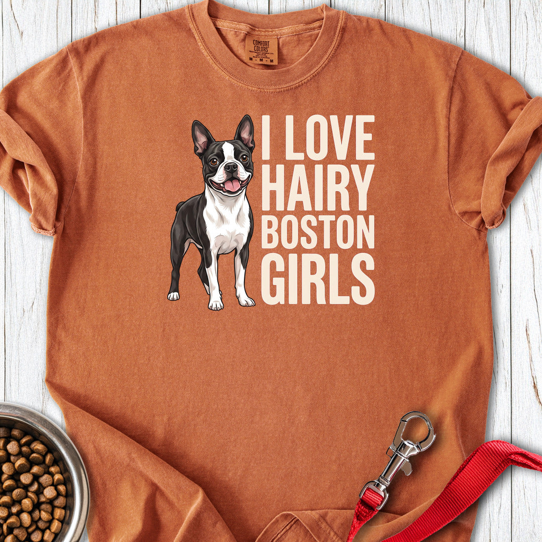 Boston Terrier Hairy Girls Premium Tee — Yam