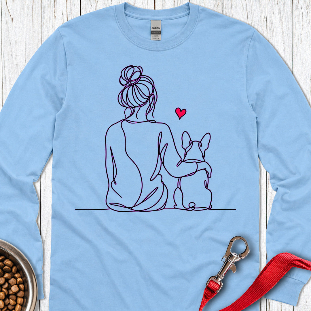 Boston Terrier Hug Long Sleeve — Carolina Blue