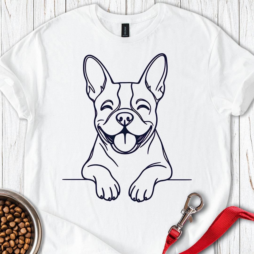 Boston Terrier Lineart — White