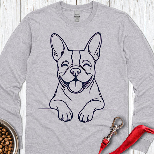 Boston Terrier Lineart Long Sleeve — Sport Grey