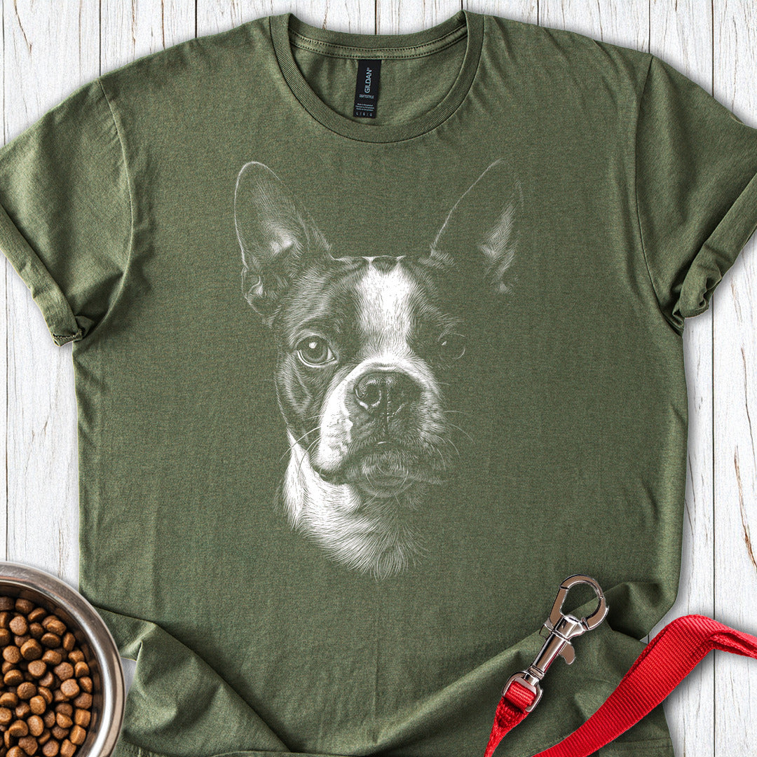 Boston Terrier Portrait — Military Green