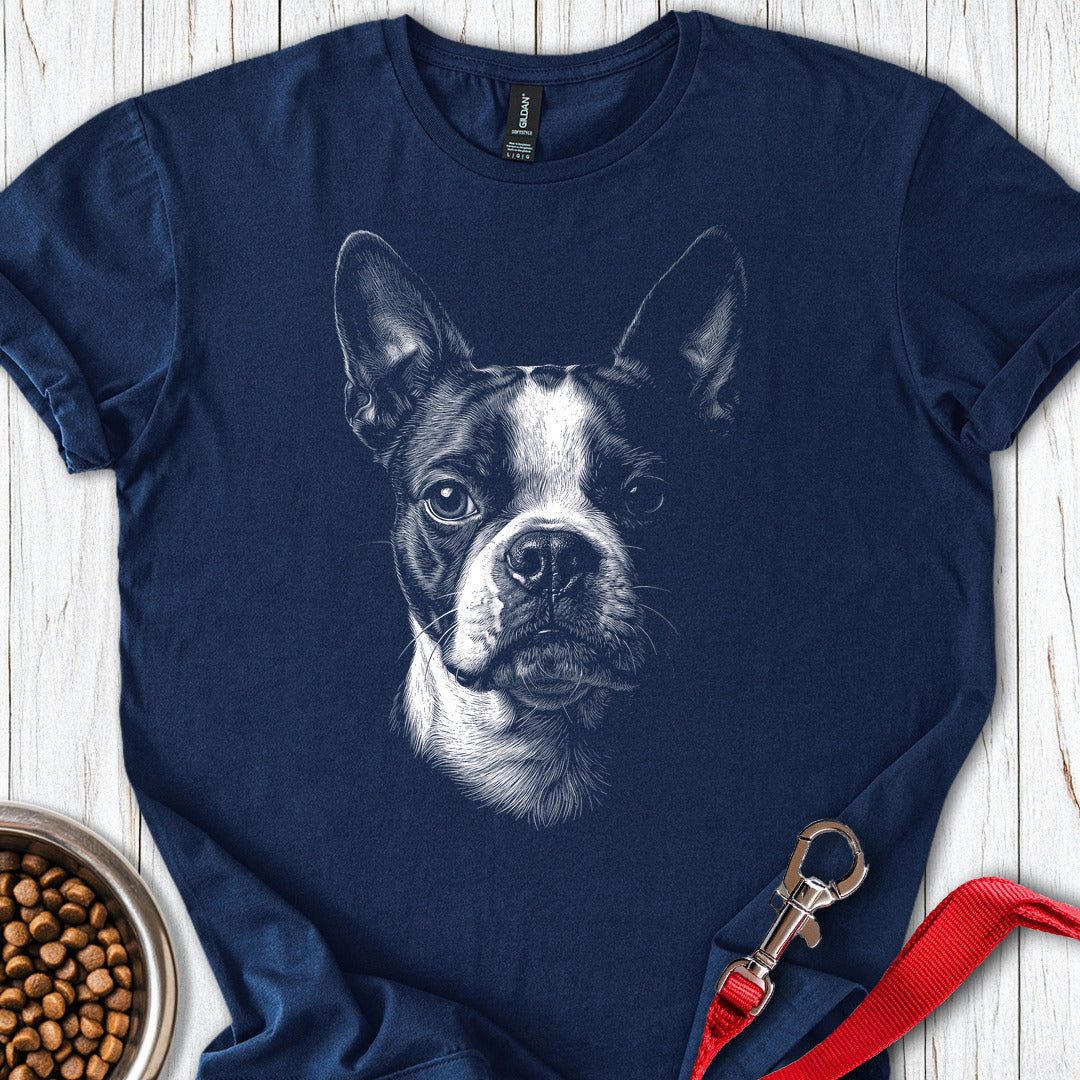 Boston Terrier Portrait — Navy