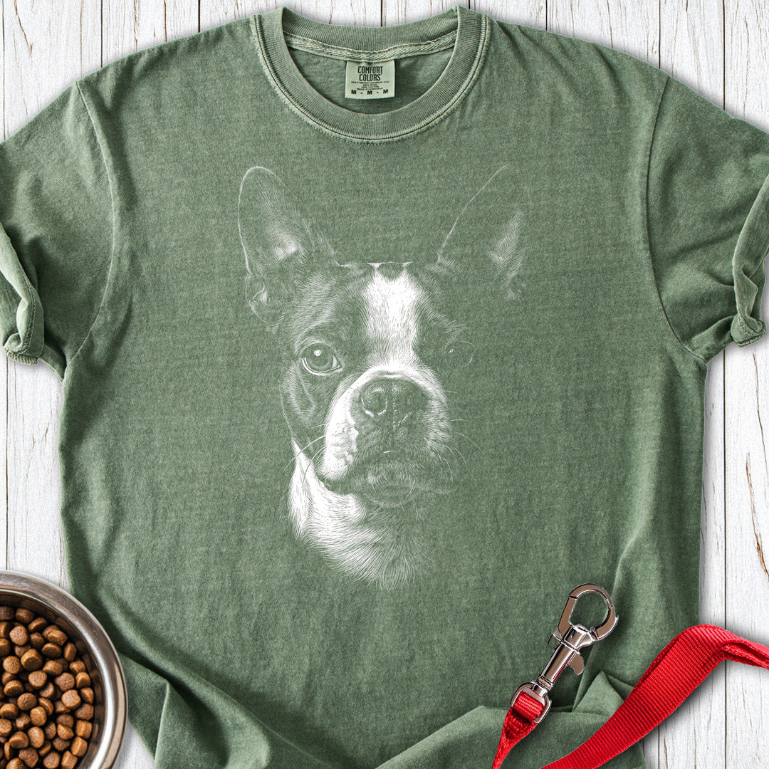 Boston Terrier Portrait Premium Tee — Moss