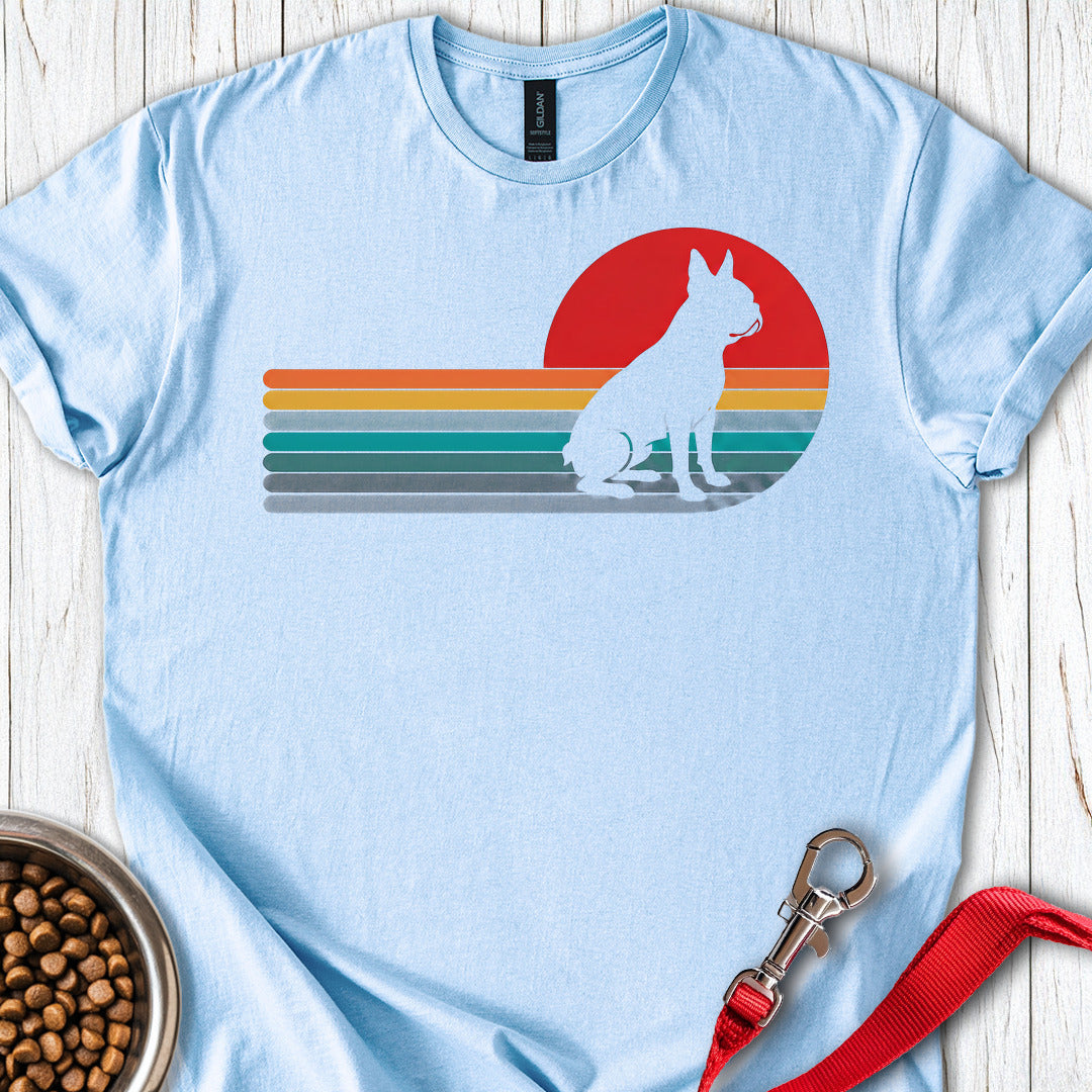 Boston Terrier Retro Sunset — Light Blue