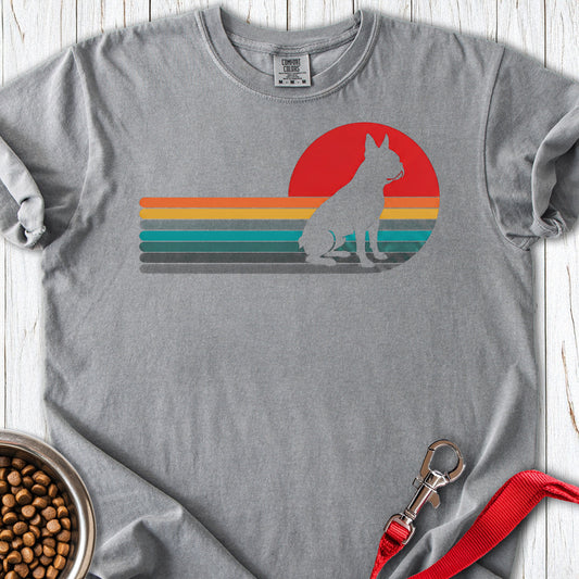 Boston Terrier Retro Sunset Premium Tee — Grey