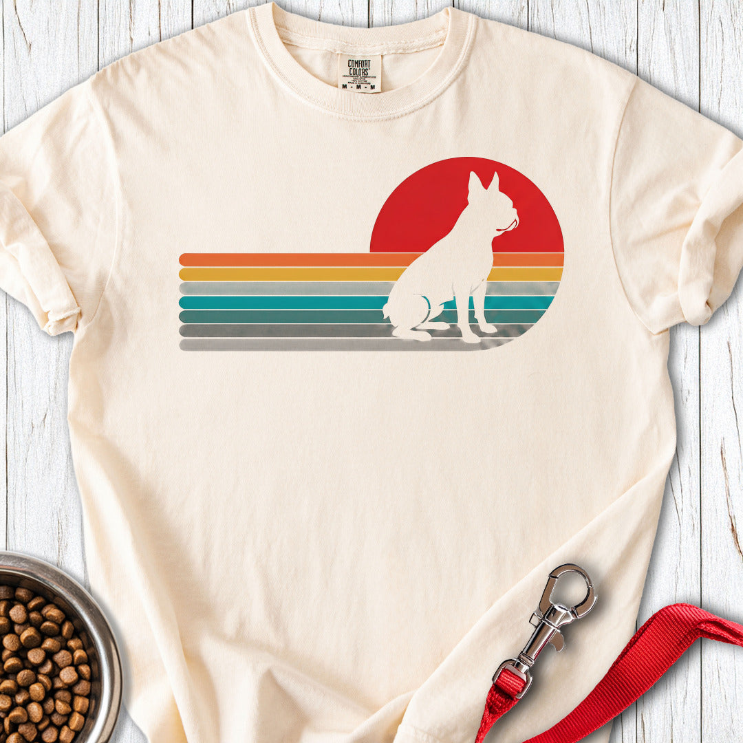 Boston Terrier Retro Sunset Premium Tee — Ivory