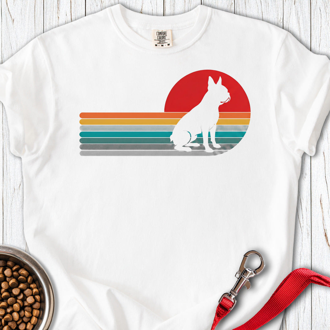 Boston Terrier Retro Sunset Premium Tee — White