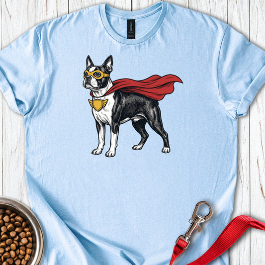 Boston Terrier Superhero — Light Blue