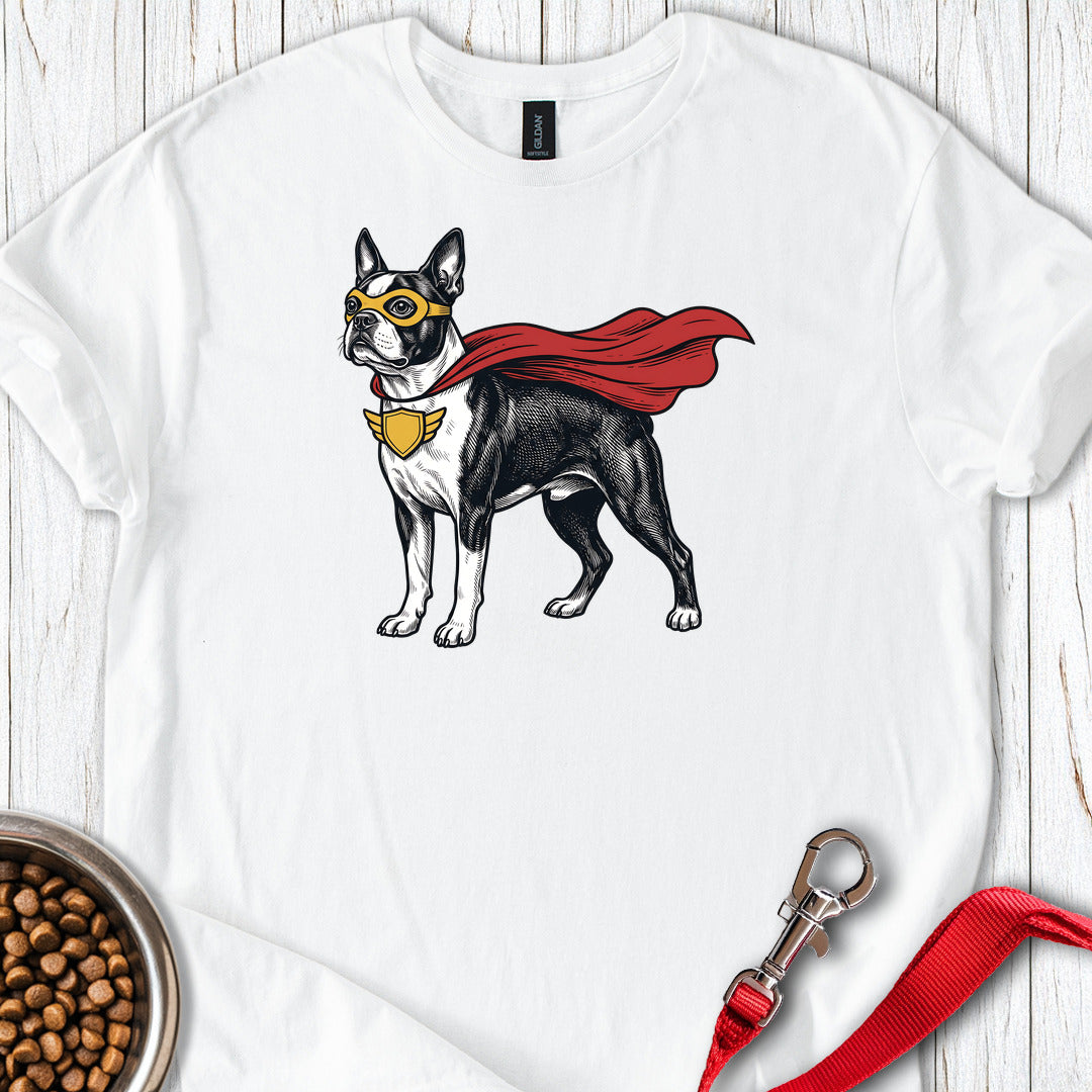 Boston Terrier Superhero — White