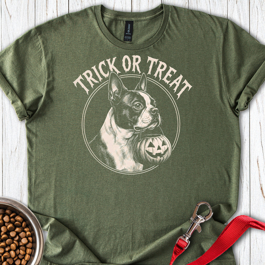 Boston Terrier Trick Or Treat — Military Green