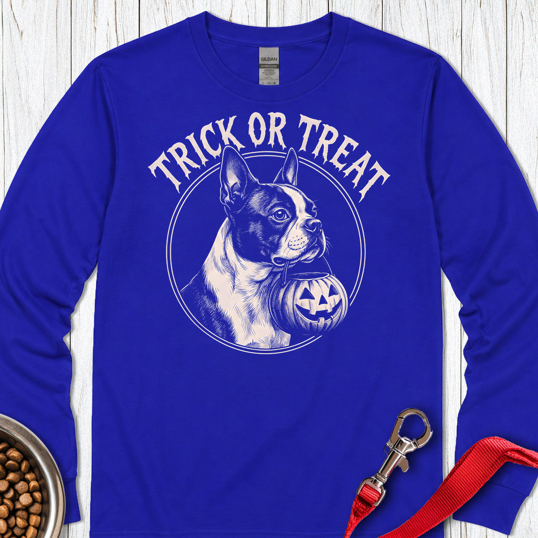 Boston Terrier Trick Or Treat Long Sleeve — Royal