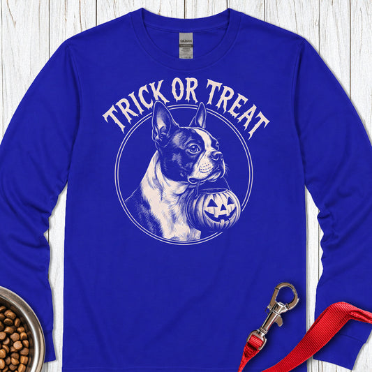 Boston Terrier Trick Or Treat Long Sleeve — Royal