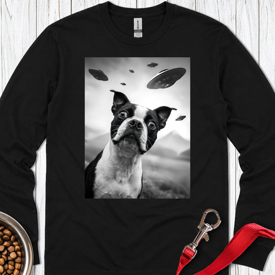 Boston Terrier UFO Long Sleeve — Black