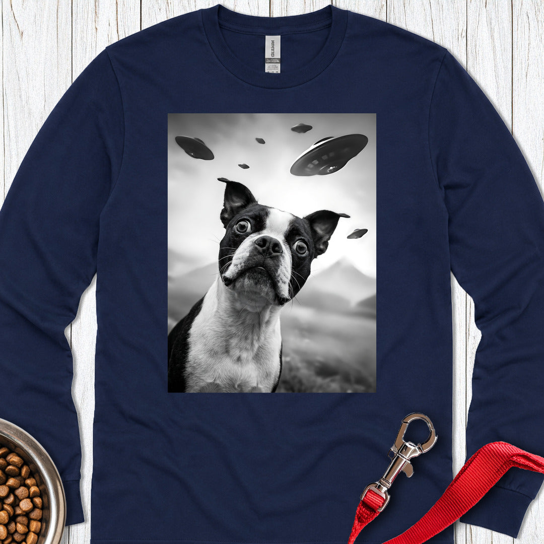 Boston Terrier UFO Long Sleeve — Navy