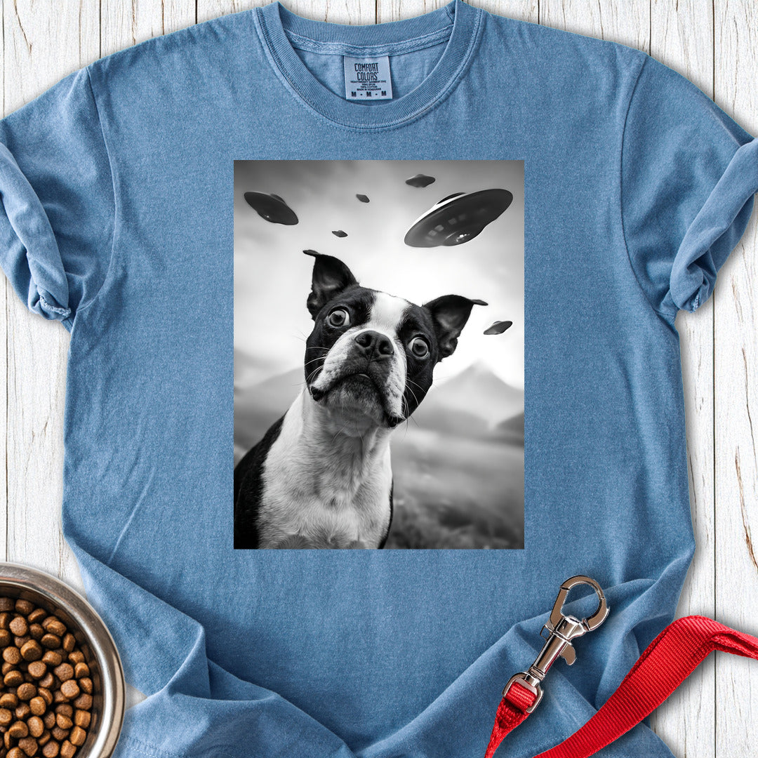 Boston Terrier UFO Premium Tee — Blue Jean