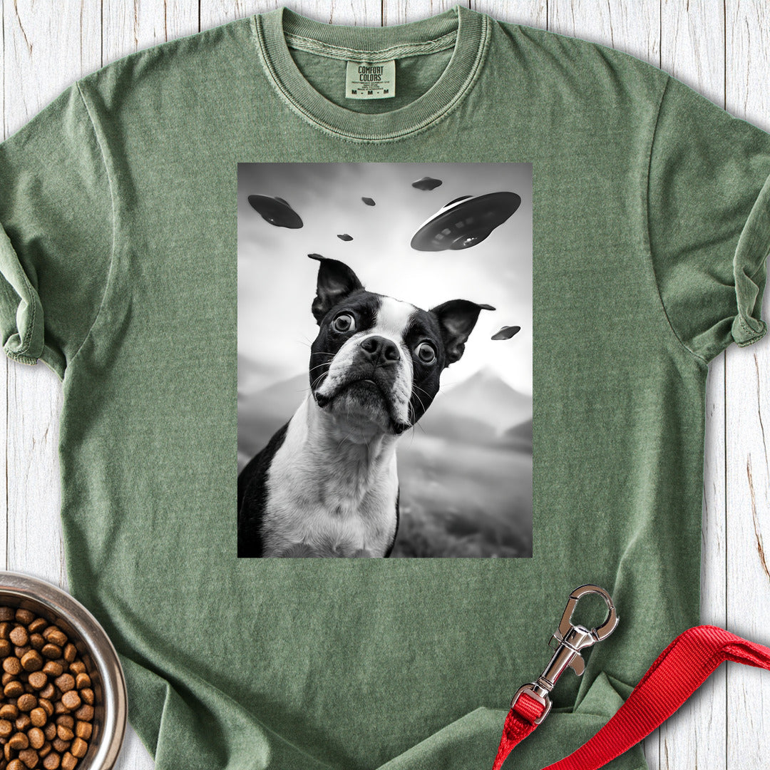 Boston Terrier UFO Premium Tee — Moss