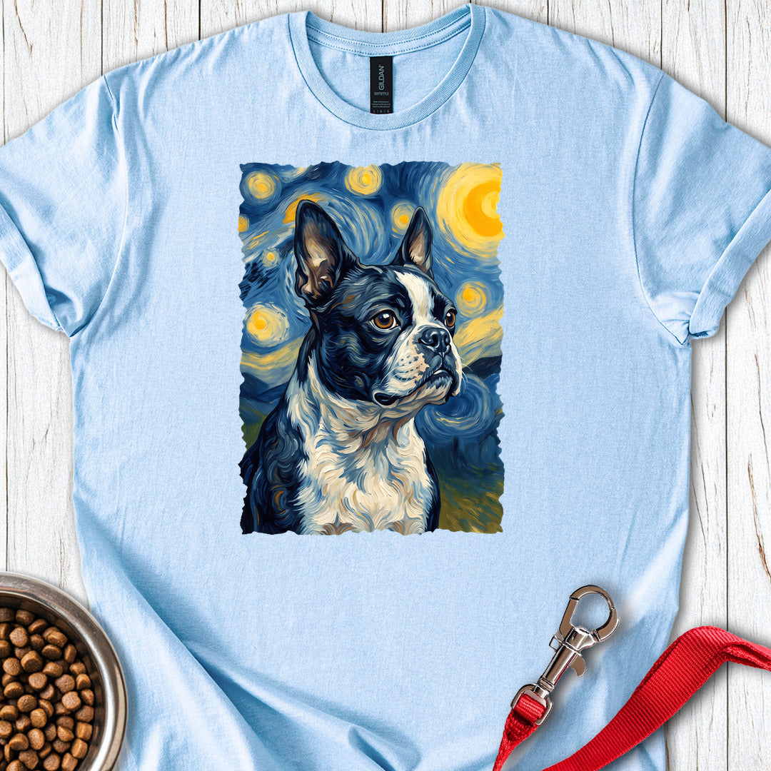 Boston Terrier Van Gogh — Light Blue