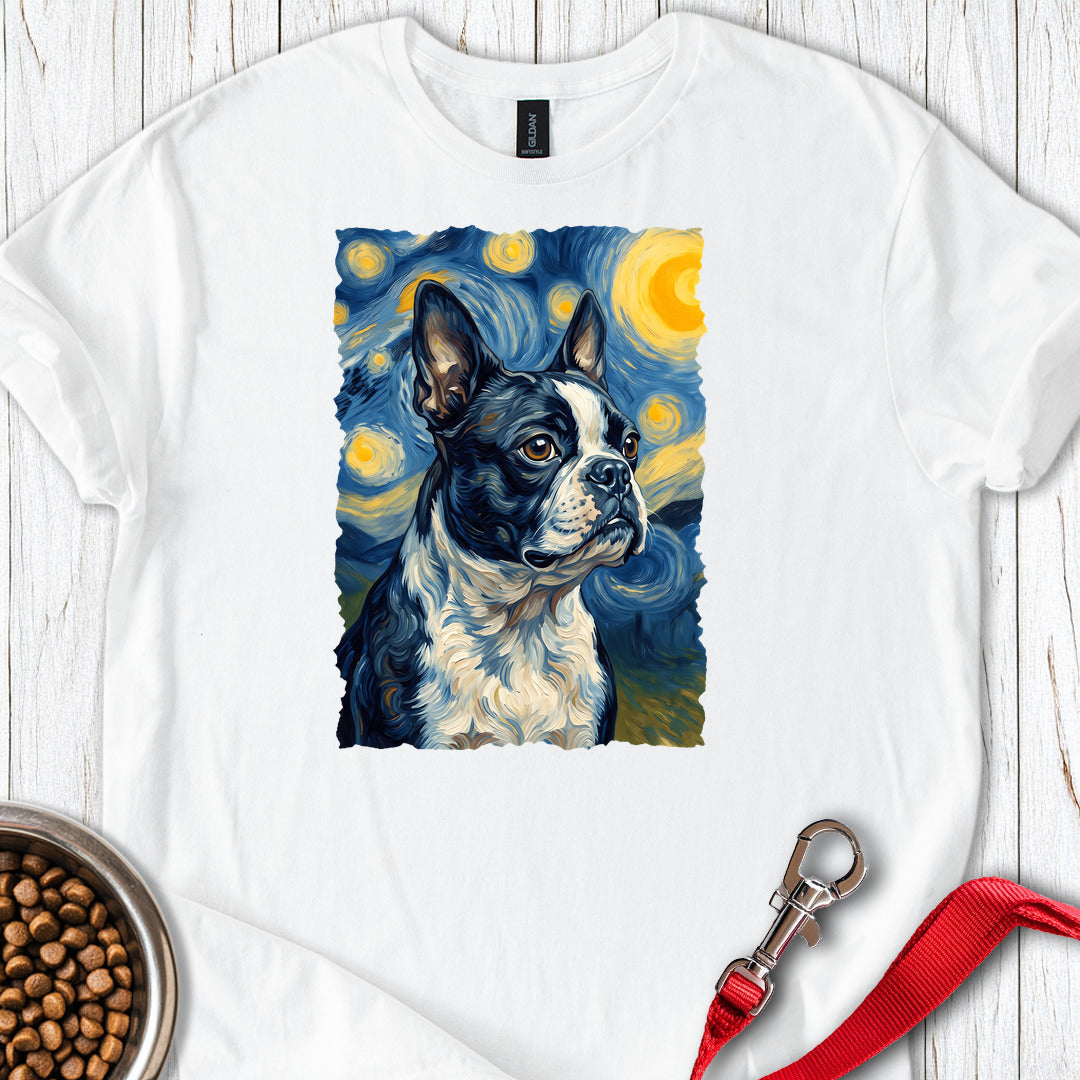 Boston Terrier Van Gogh — White