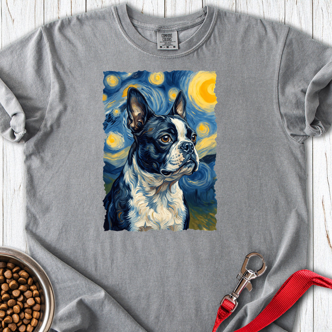 Boston Terrier Van Gogh Premium Tee — Grey