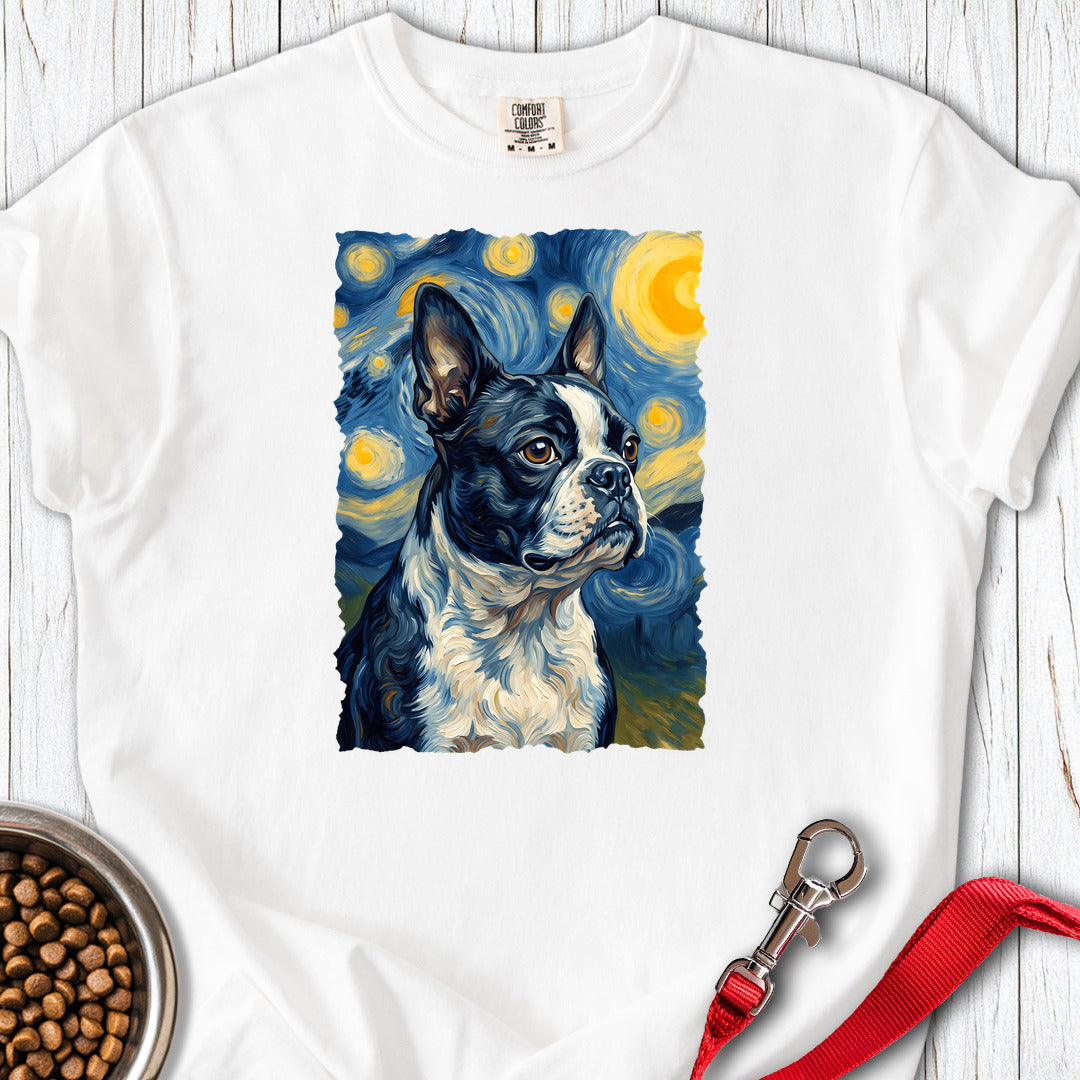 Boston Terrier Van Gogh Premium Tee — White