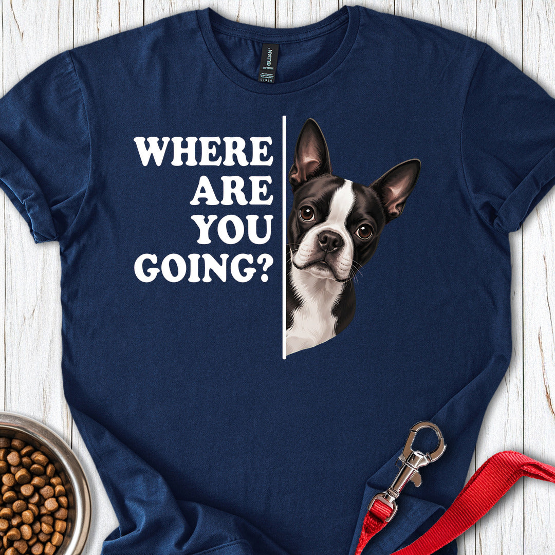 Boston Terrier Where Are You Going — Navy