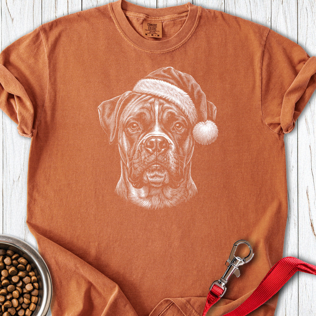 Boxer Christmas Santa Hat Premium Tee Yam