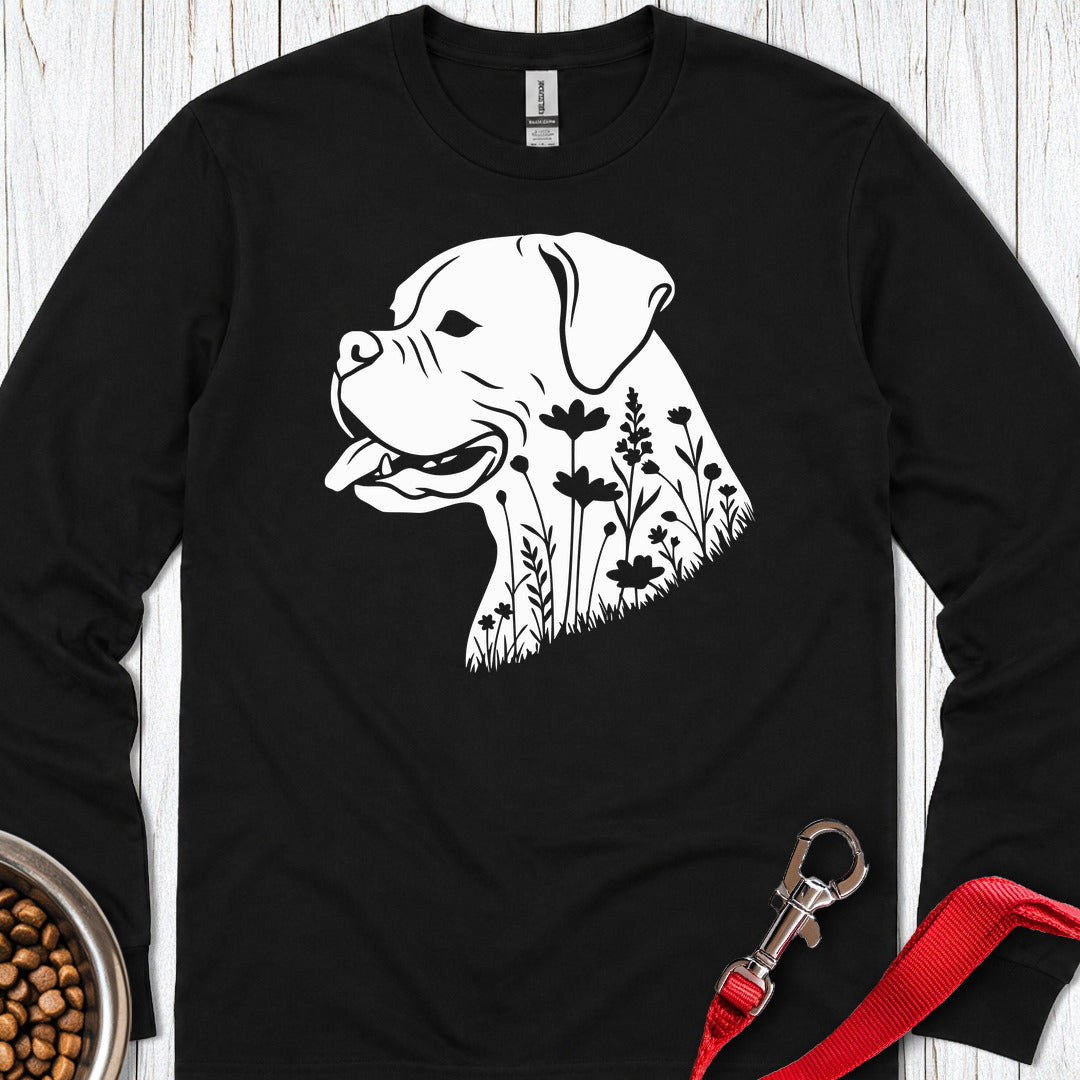 Boxer Flowers Long Sleeve Black