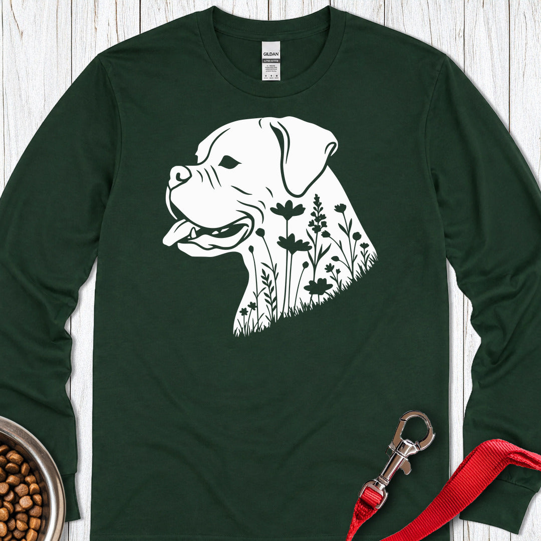 Boxer Flowers Long Sleeve Forest Green