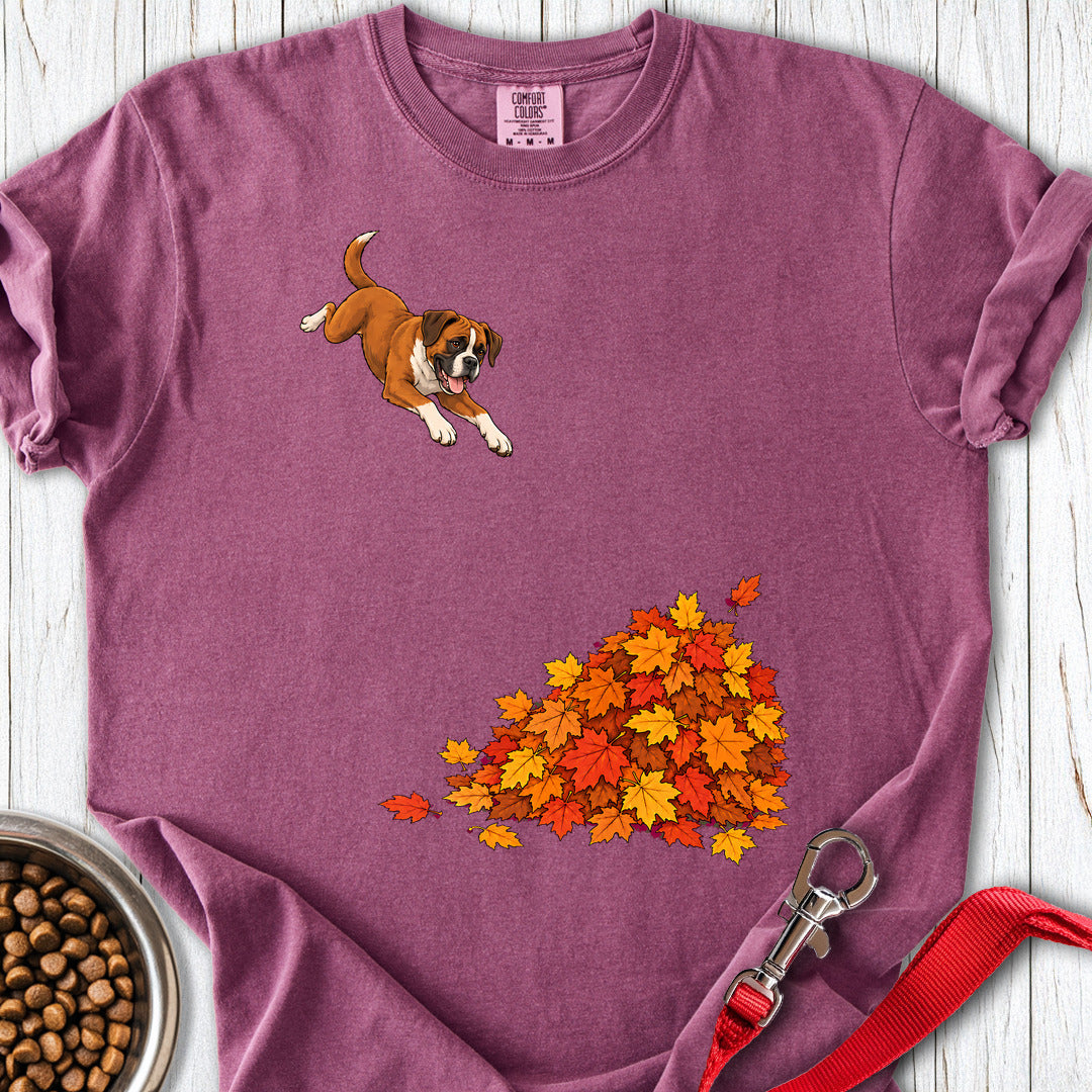 Boxer Leaf Pile Premium Tee — Berry