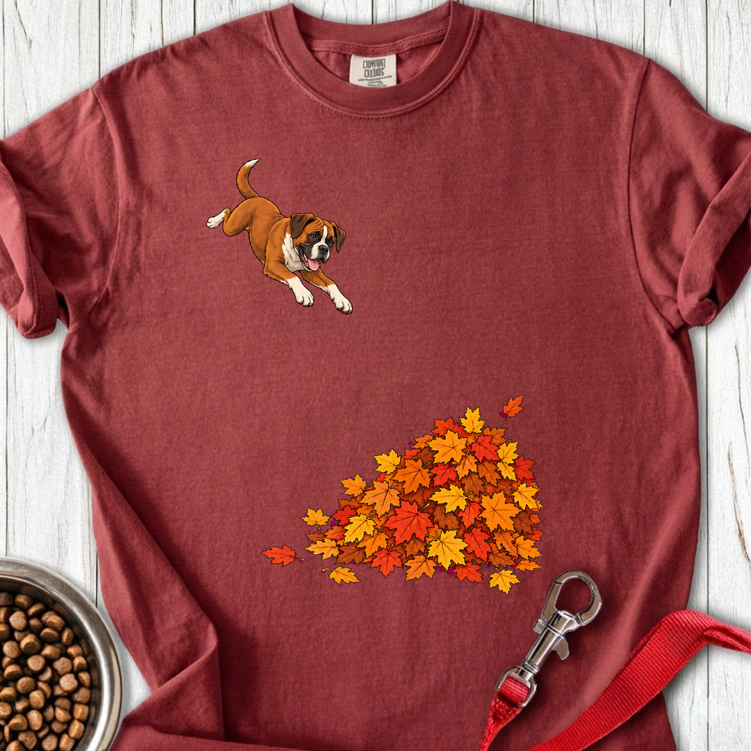 Boxer Leaf Pile Premium Tee — Brick