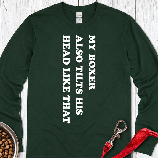 Boxer Tilt His Head Long Sleeve — Forest Green