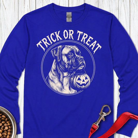 Boxer Trick or Treat Halloween Long Sleeve — Royal