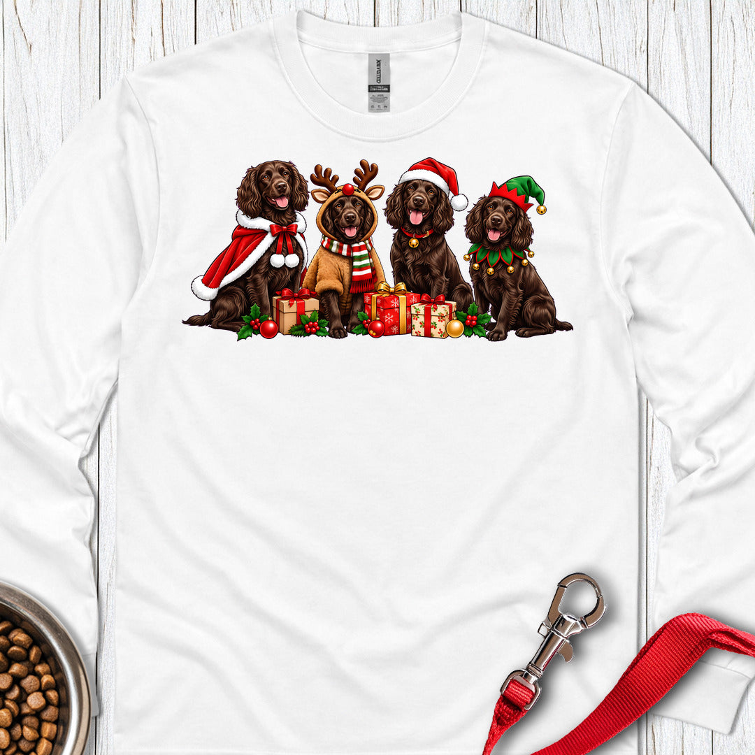 Boykin Spaniel Christmas Group Long Sleeve — White