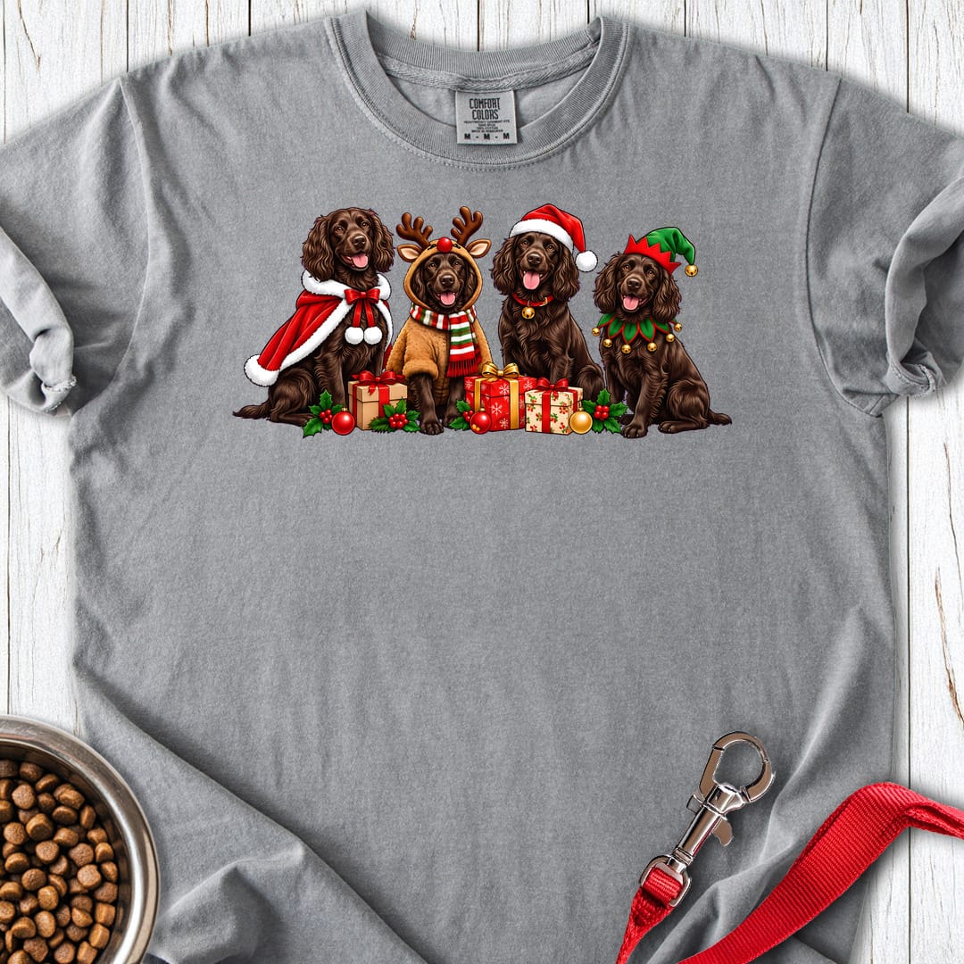 Boykin Spaniel Christmas Group Premium Tee Grey