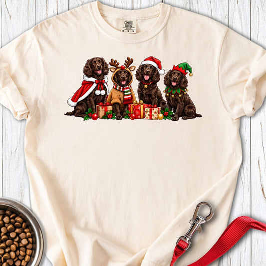 Boykin Spaniel Christmas Group Premium Tee — Ivory